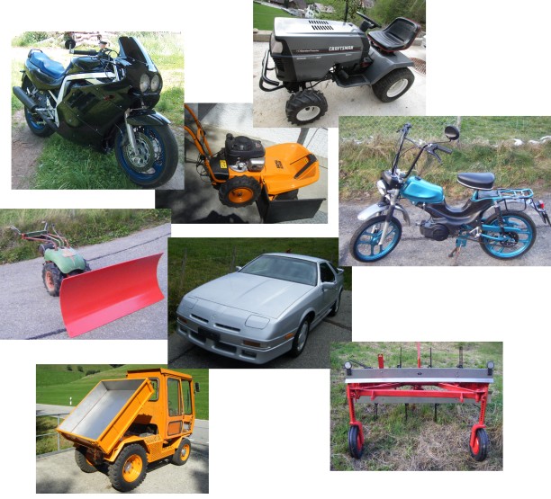 Eine Auswahl der Fahrzeuge und Maschinen von Zweirad Tanner